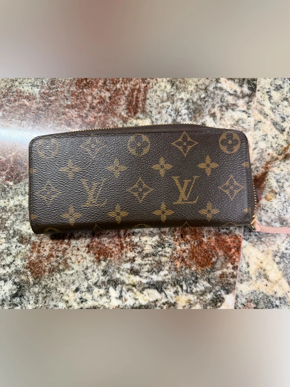Louis Vuitton Monogram Zip Around Wallet in Brown and Gold